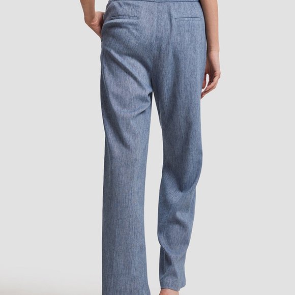 NWT Lattelier Line Drawstring Pant Blue 100% Linen Pants Medium - Picture 13 of 14
